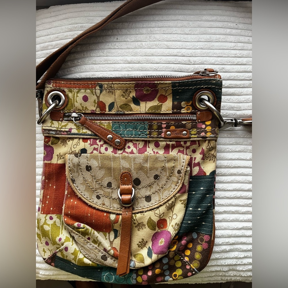 Fossil Unique Patchwork Cloth Purse - image 1